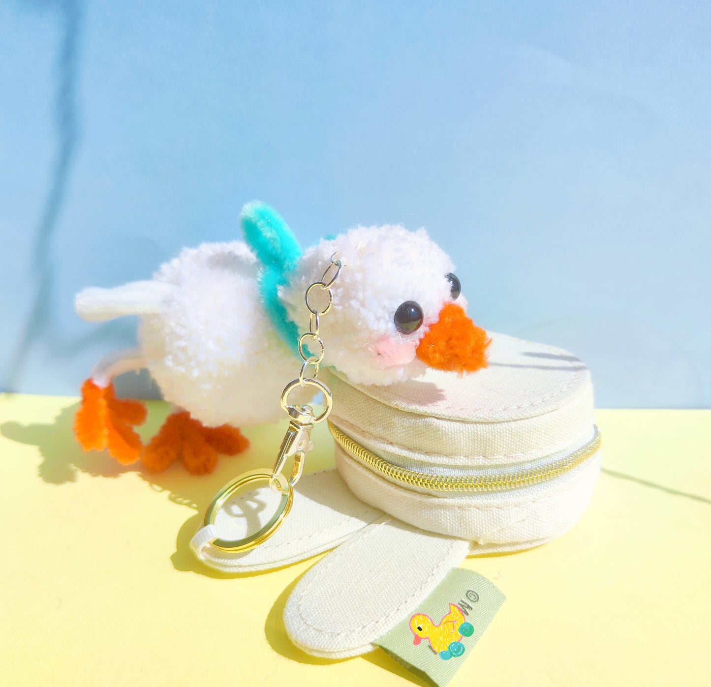 Porte-clé pompom - Oie