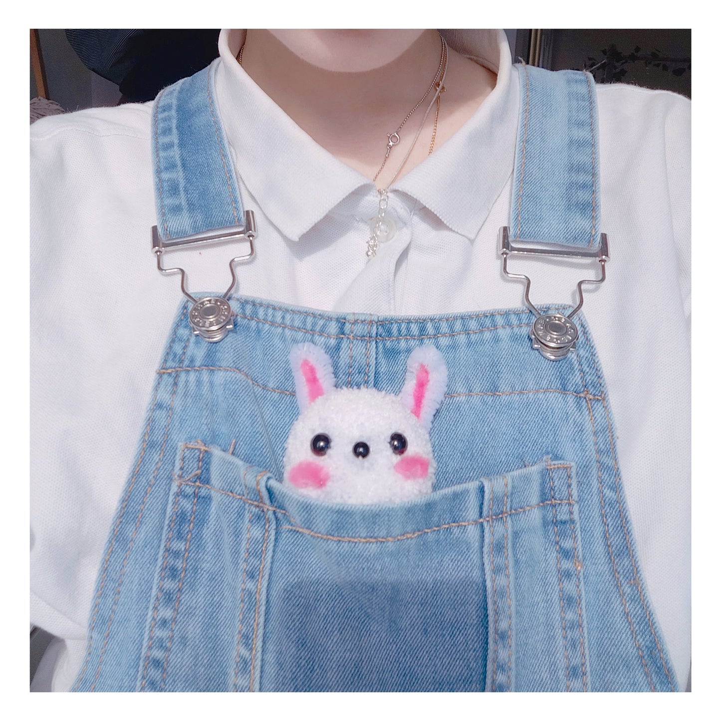 Porte-clé pompom - Mme Lapine