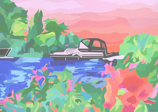 Illustration - Bateau sur la rivière
