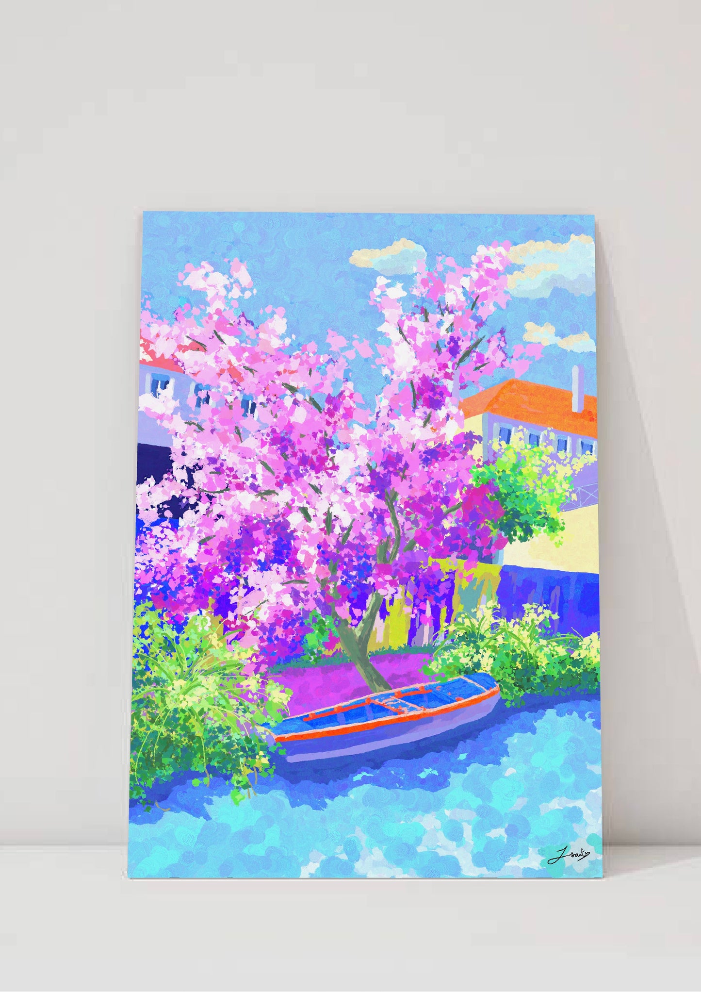 Illustration - Barque au bord de la rive