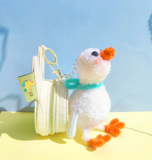 Porte-clé pompom - Oie